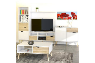 Oslo Bookcase with 2 Drawers and 1 Door White and Oak