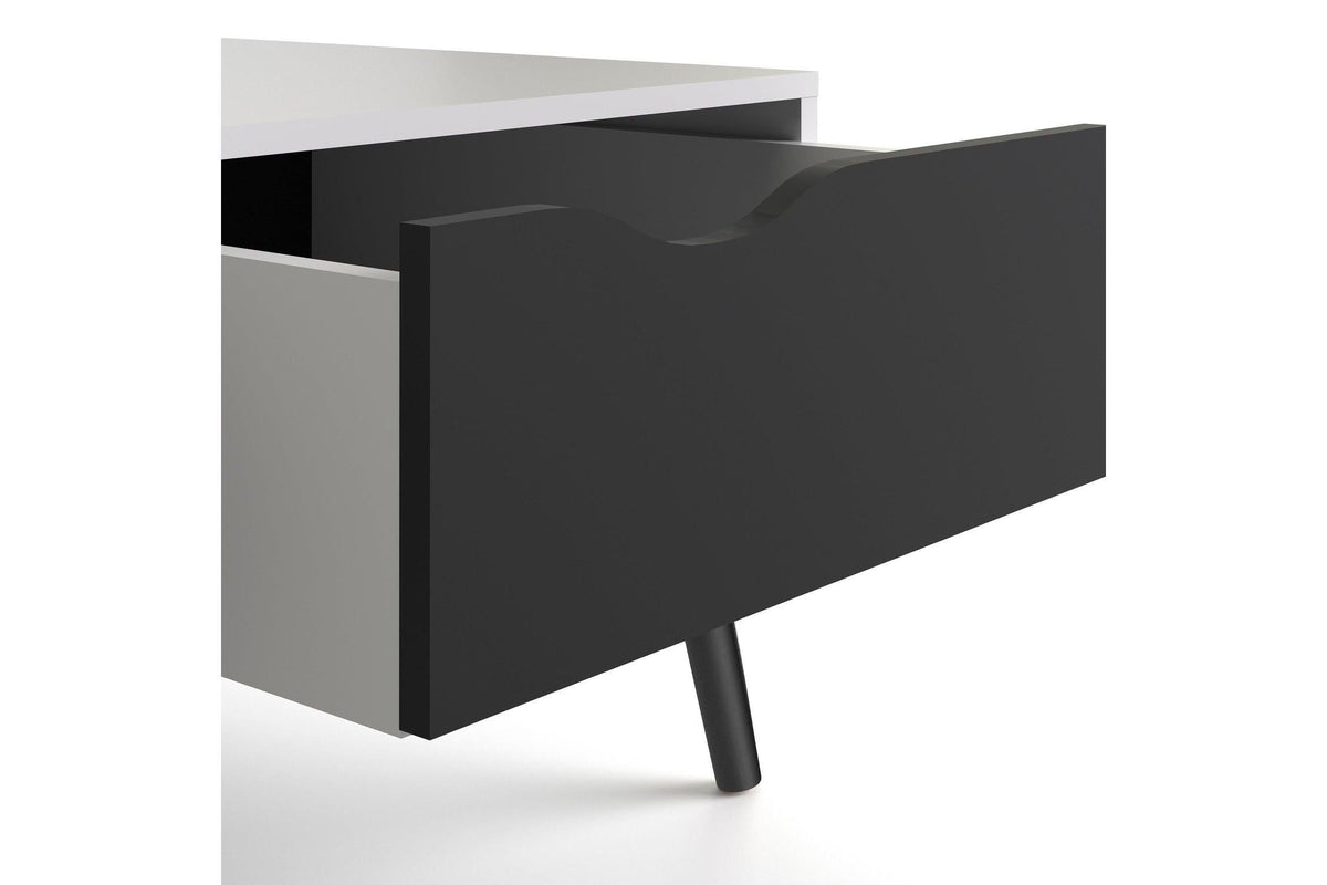 Oslo Coffee Table 1 Drawer 1 Shelf In White And Black Matt