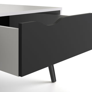 Oslo Coffee Table 1 Drawer 1 Shelf In White And Black Matt
