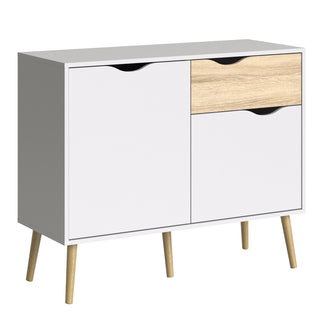 Oslo Sideboard Small 1 Drawer 2 Doors In White And Oak