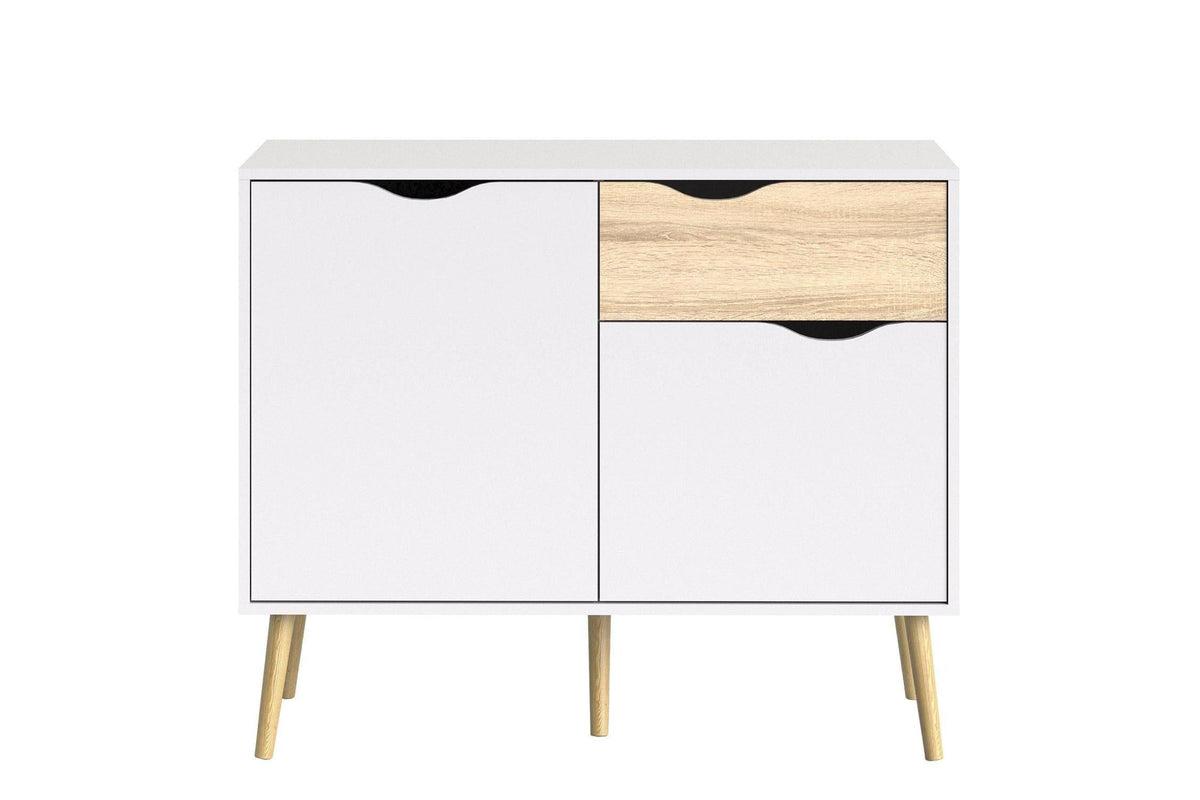 Oslo Sideboard Small 1 Drawer 2 Doors In White And Oak