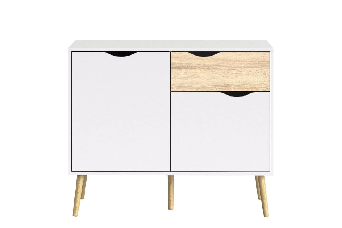 Oslo Sideboard Small 1 Drawer 2 Doors In White And Oak