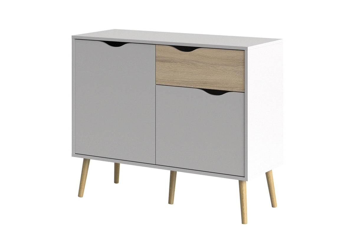 Oslo Sideboard Small 1 Drawer 2 Doors In White And Oak