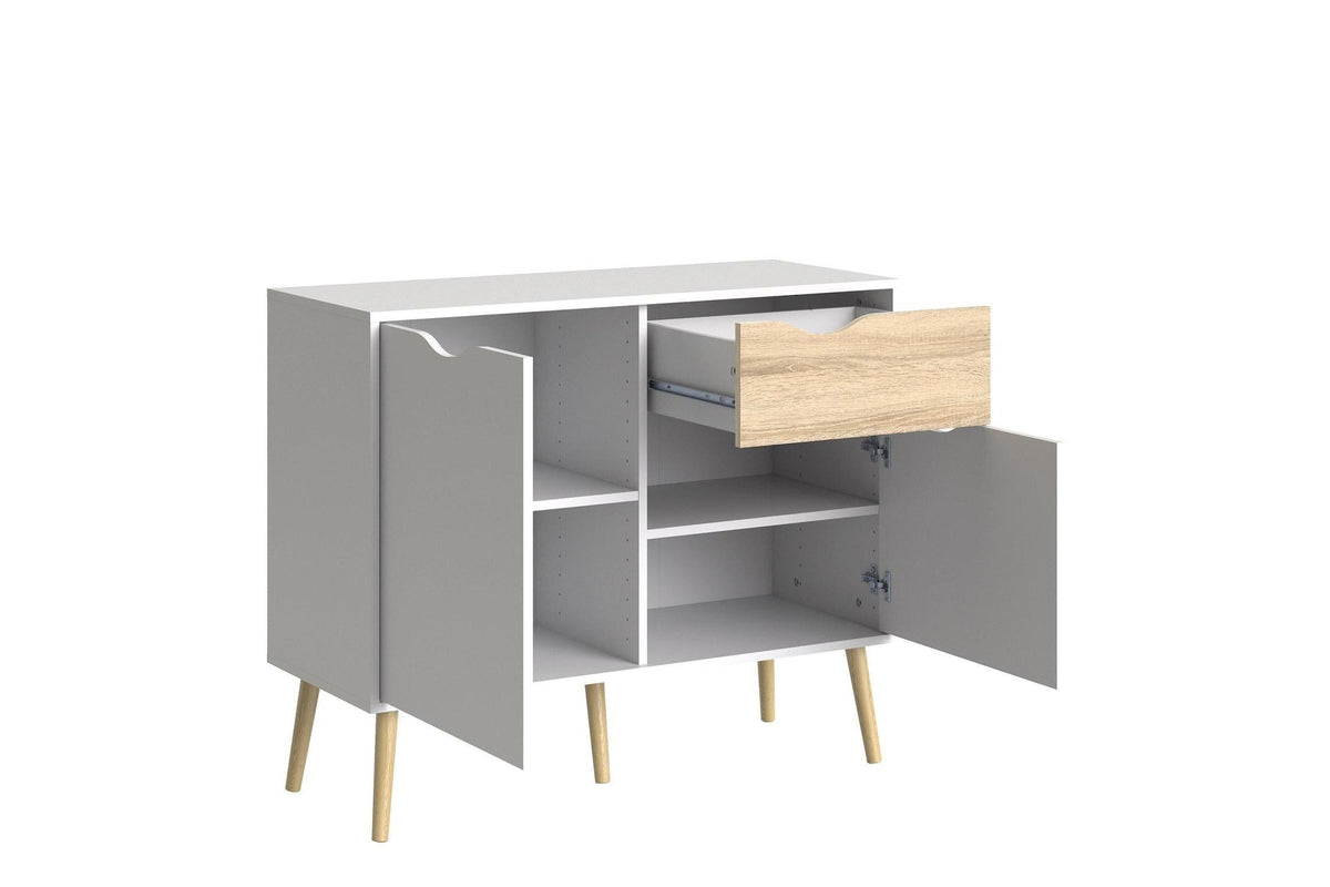 Oslo Sideboard Small 1 Drawer 2 Doors In White And Oak