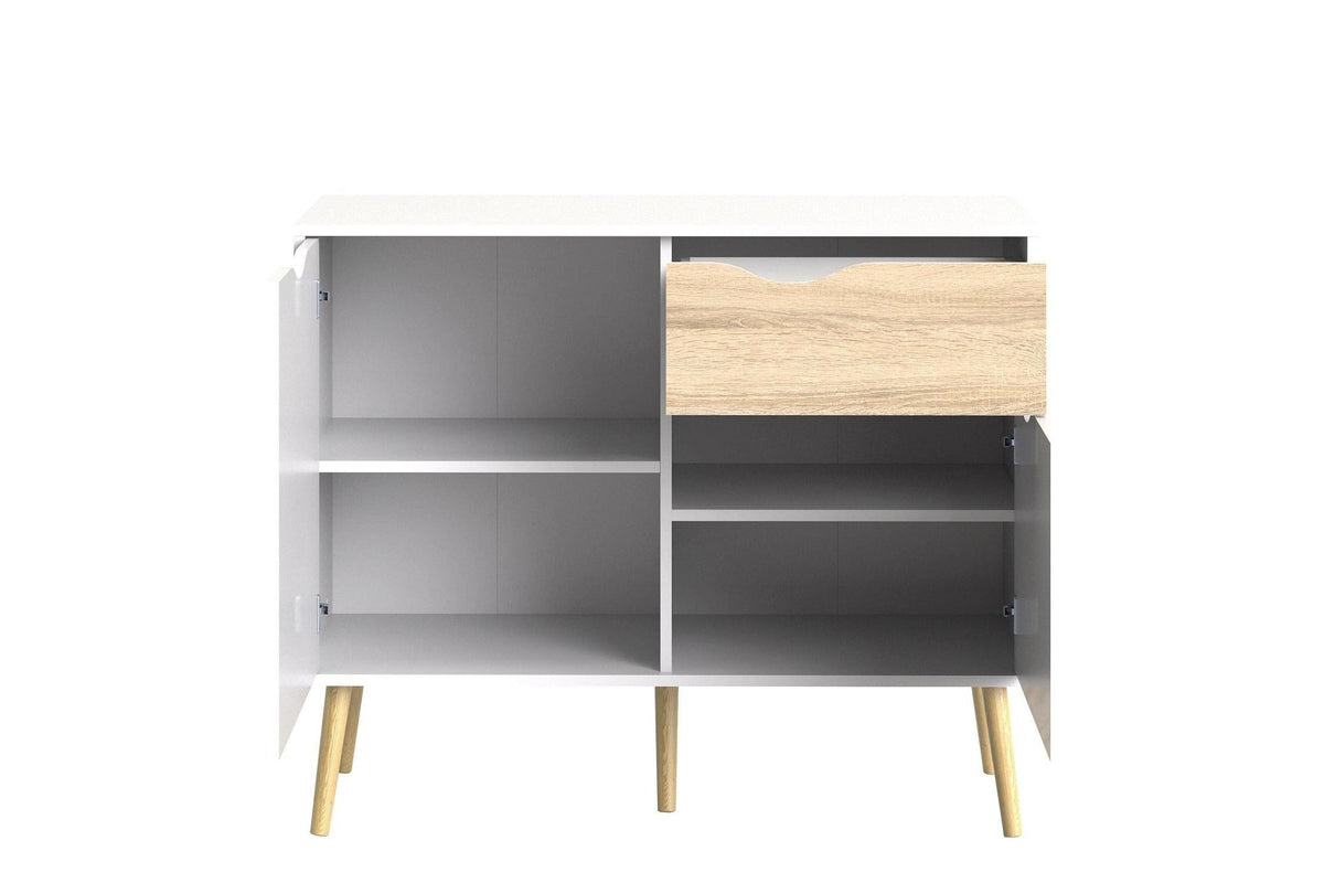 Oslo Sideboard Small 1 Drawer 2 Doors In White And Oak