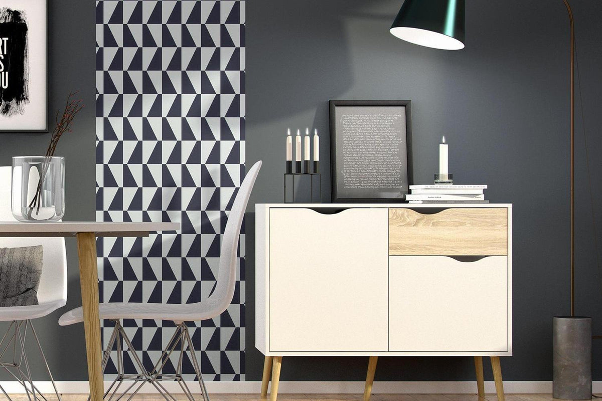 Oslo Sideboard Small 1 Drawer 2 Doors In White And Oak