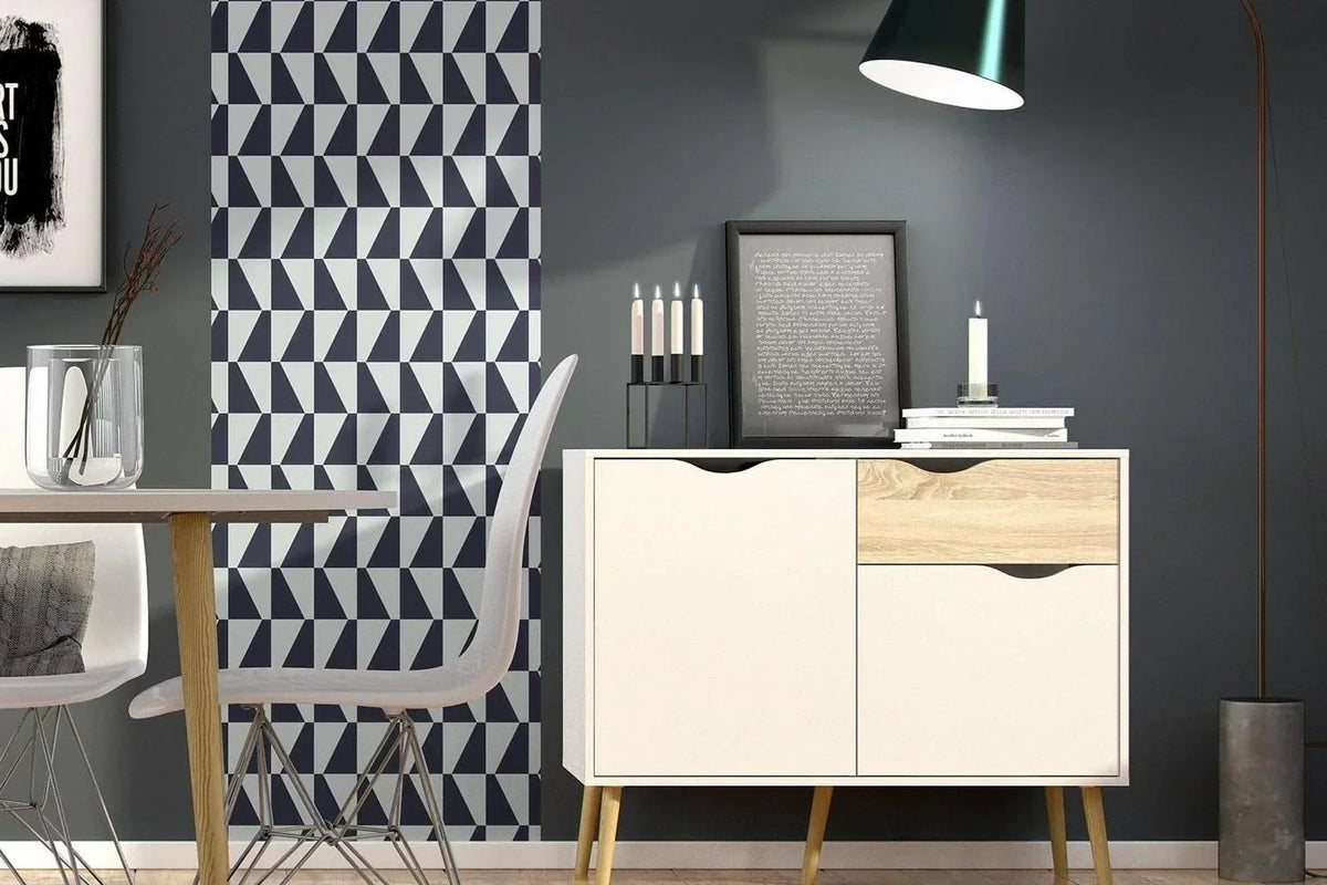 Oslo Sideboard Small 1 Drawer 2 Doors In White And Oak