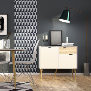 Oslo Sideboard Small 1 Drawer 2 Doors In White And Oak