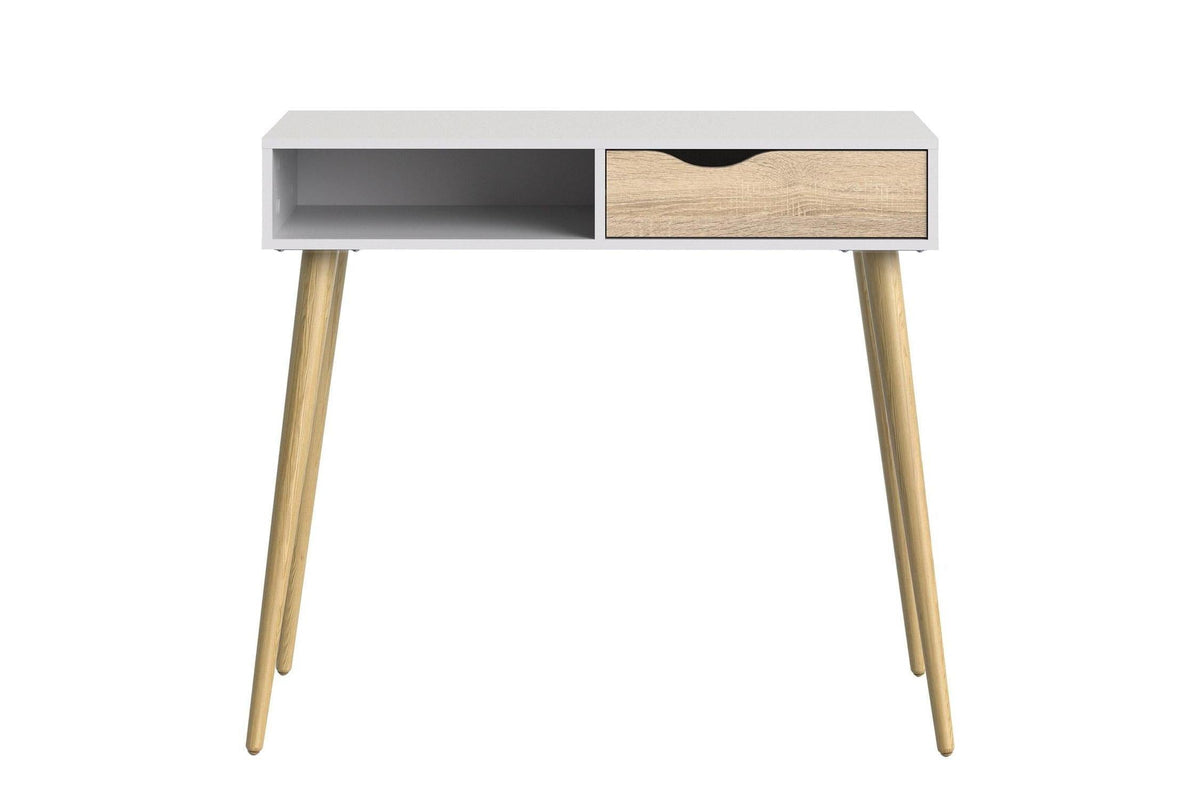 Oslo Console Table 1 Drawer 1 Shelf In White And Oak