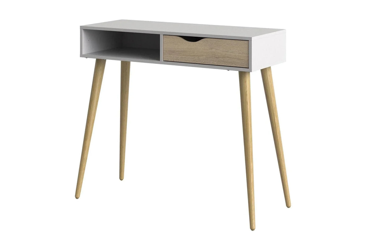 Oslo Console Table 1 Drawer 1 Shelf In White And Oak