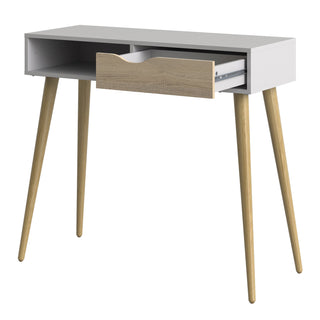 Oslo Console Table 1 Drawer 1 Shelf In White And Oak