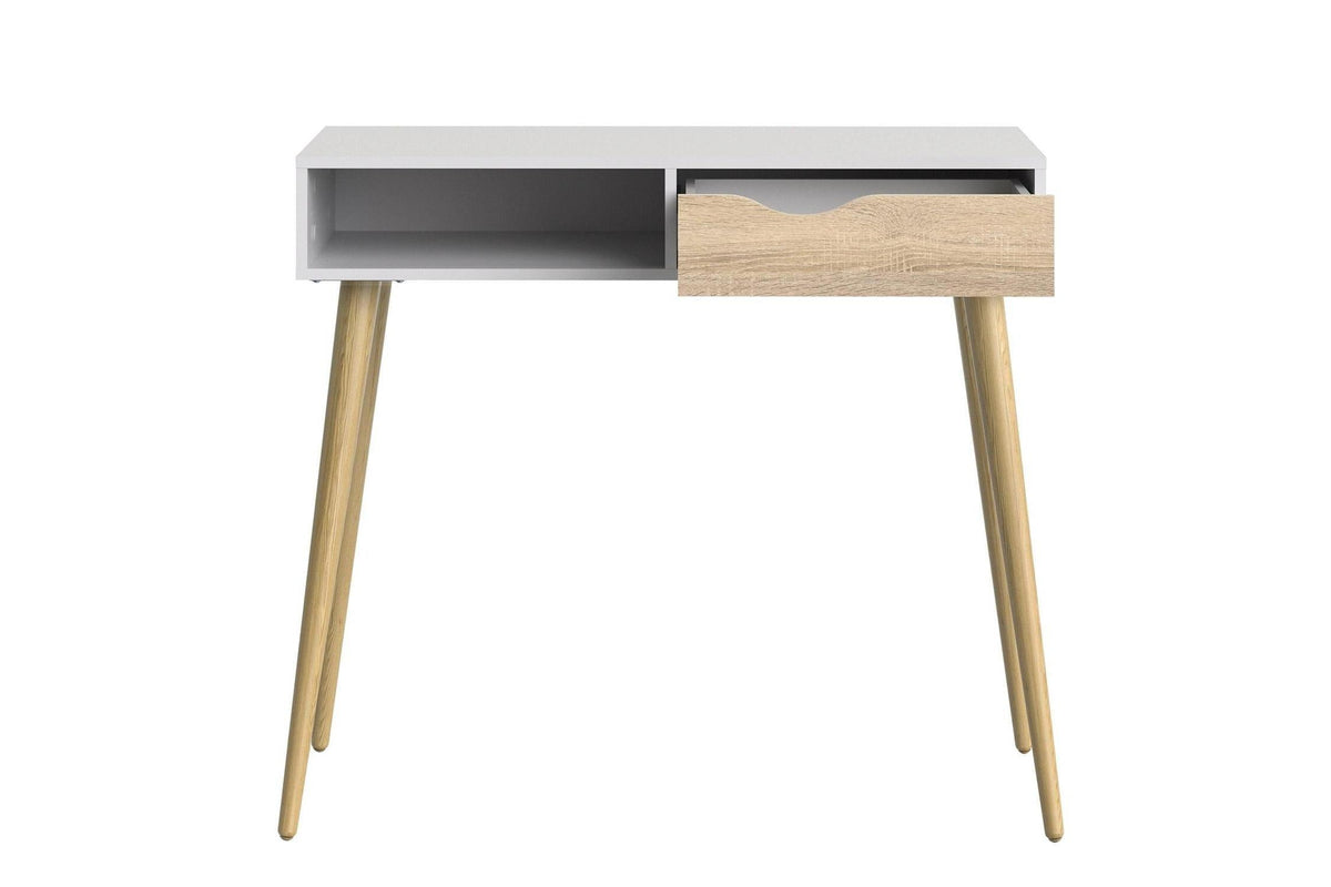 Oslo Console Table 1 Drawer 1 Shelf In White And Oak