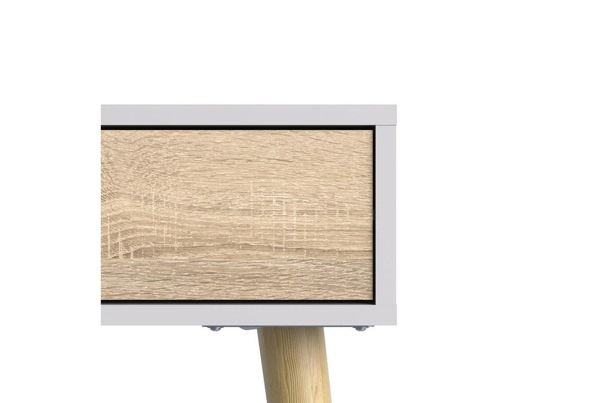 Oslo Console Table 1 Drawer 1 Shelf In White And Oak