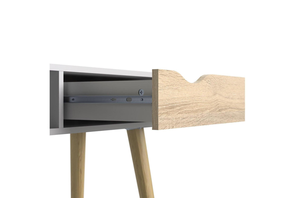 Oslo Console Table 1 Drawer 1 Shelf In White And Oak