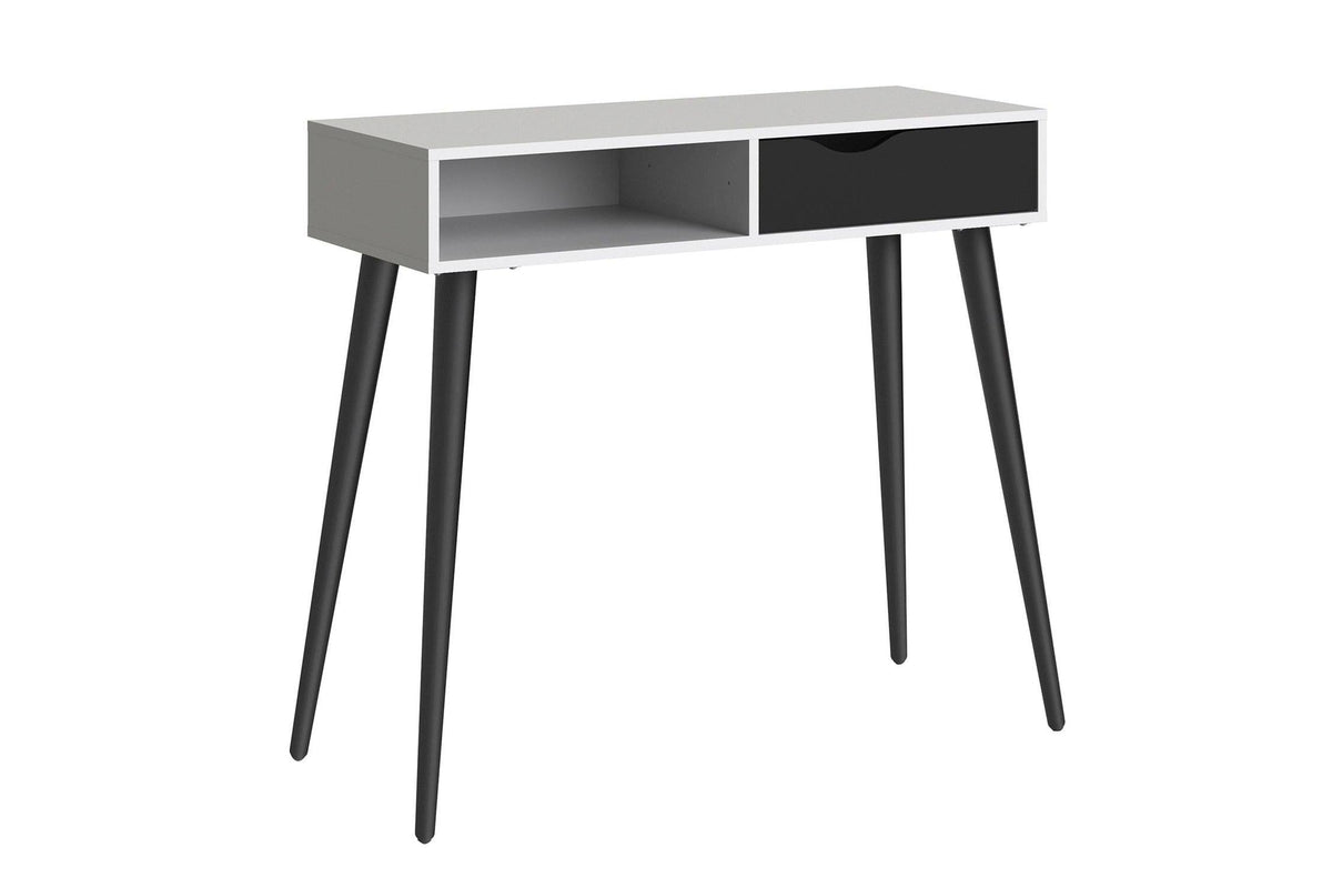Oslo Console Table 1 Drawer 1 Shelf In White And Black Matt