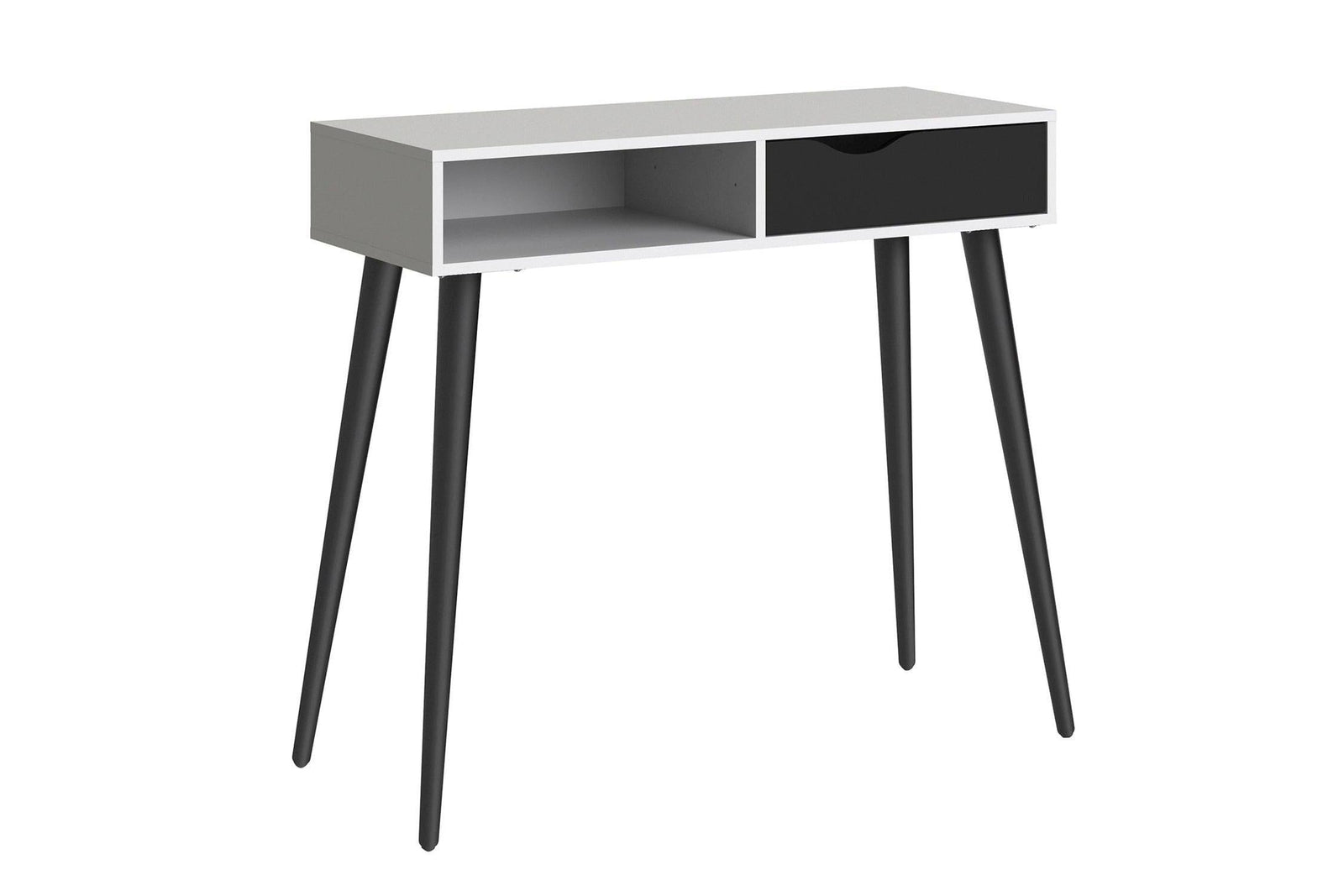Oslo Console Table 1 Drawer 1 Shelf In White And Black Matt