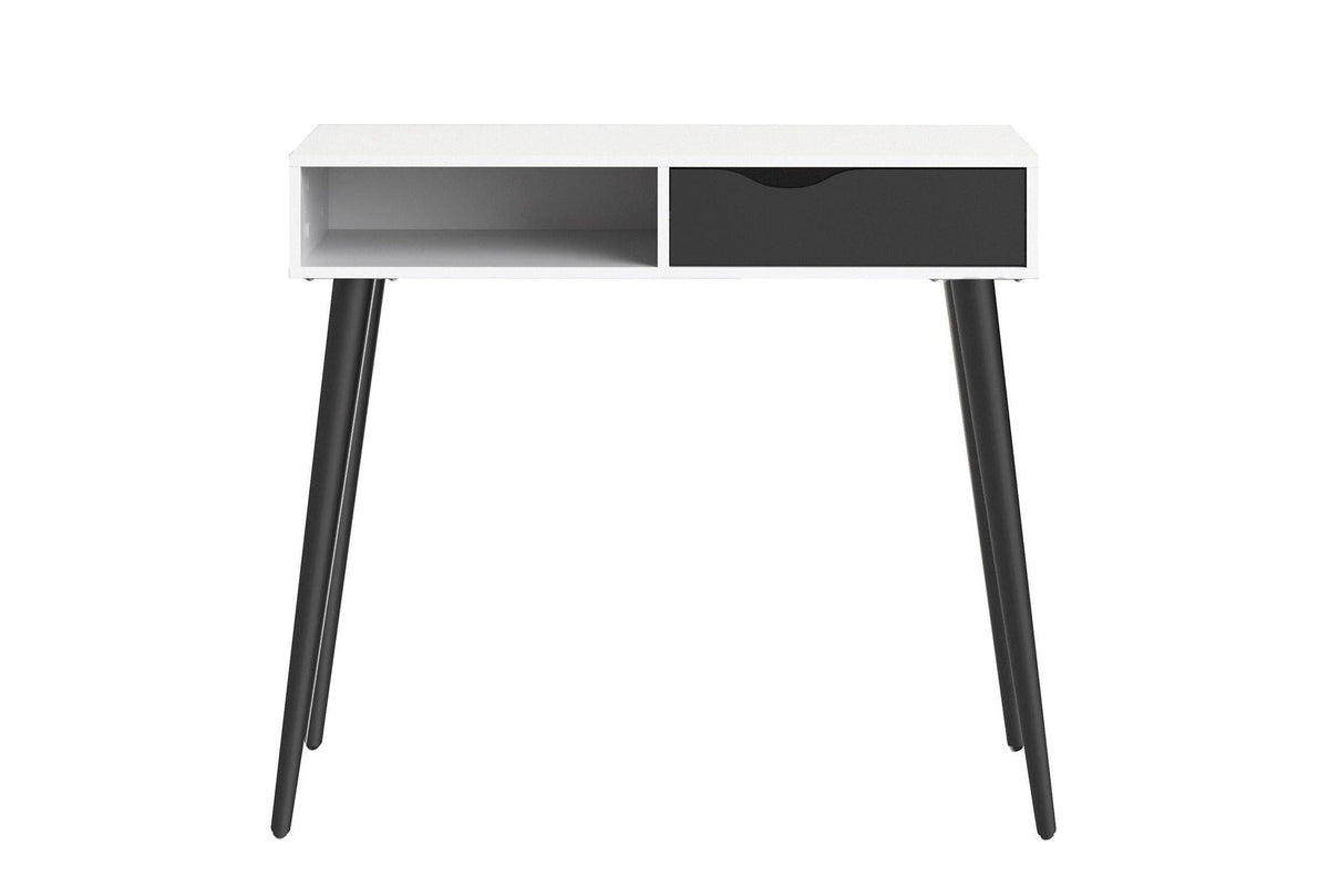 Oslo Console Table 1 Drawer 1 Shelf In White And Black Matt