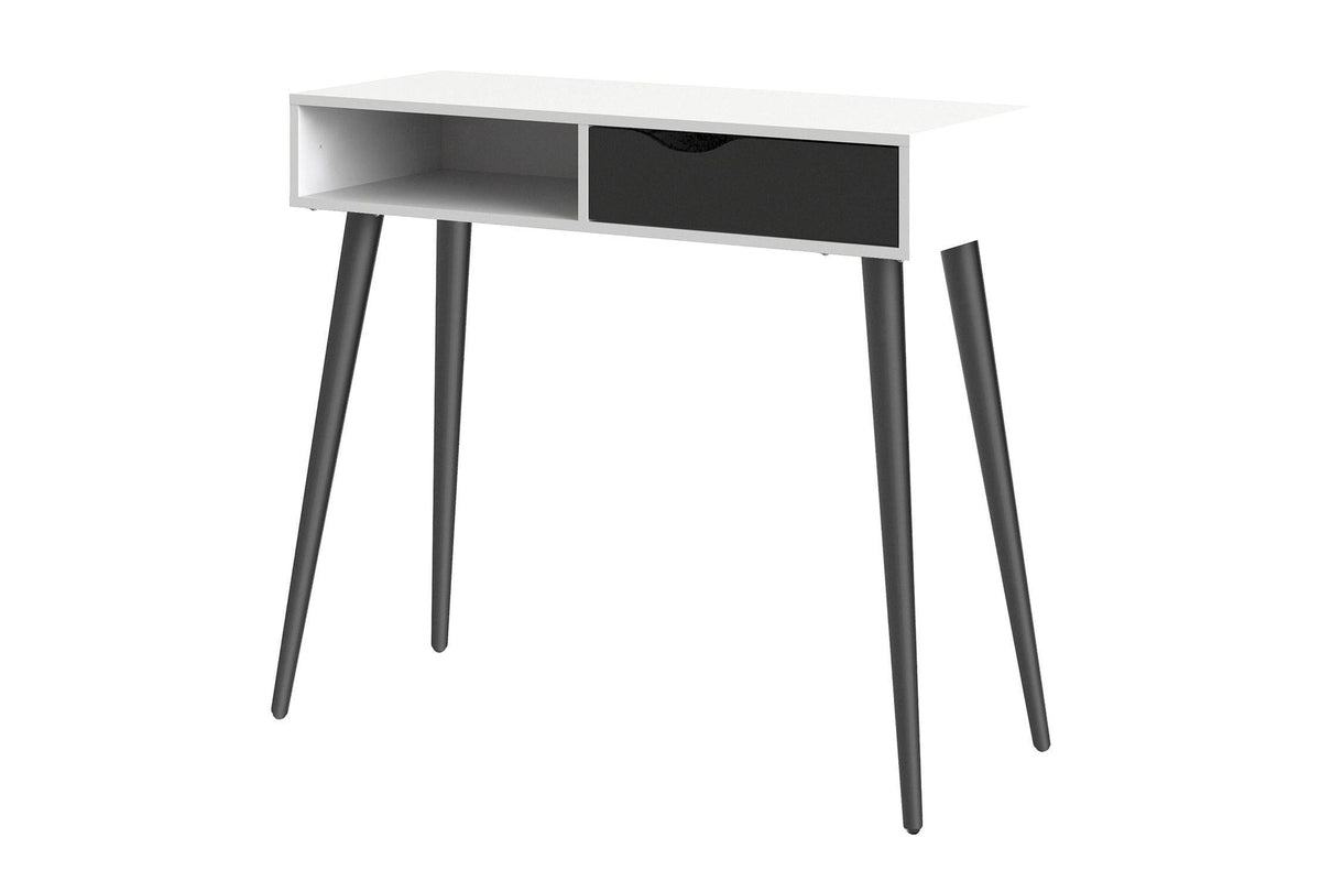 Oslo Console Table 1 Drawer 1 Shelf In White And Black Matt