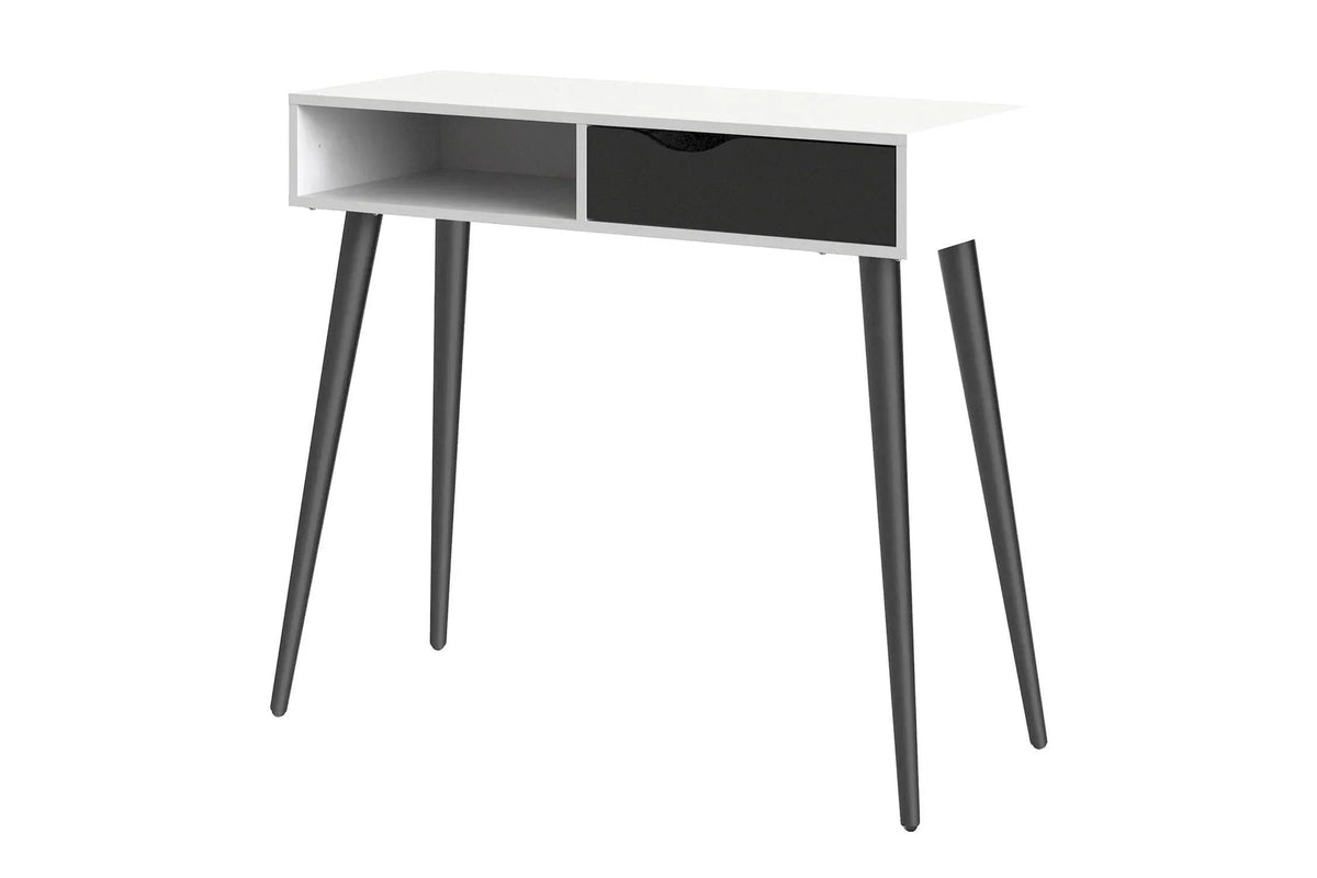 Oslo Console Table 1 Drawer 1 Shelf In White And Black Matt