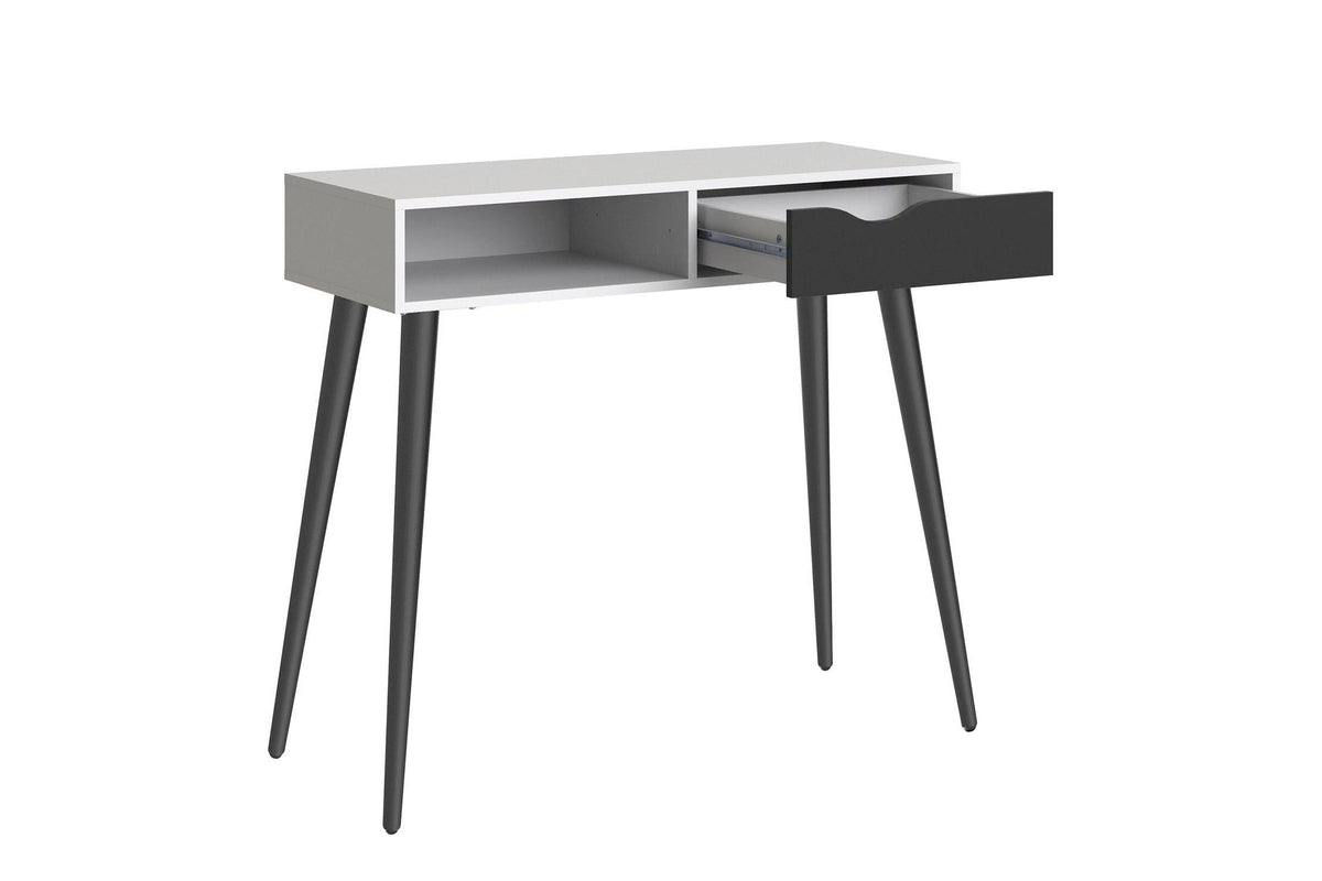 Oslo Console Table 1 Drawer 1 Shelf In White And Black Matt