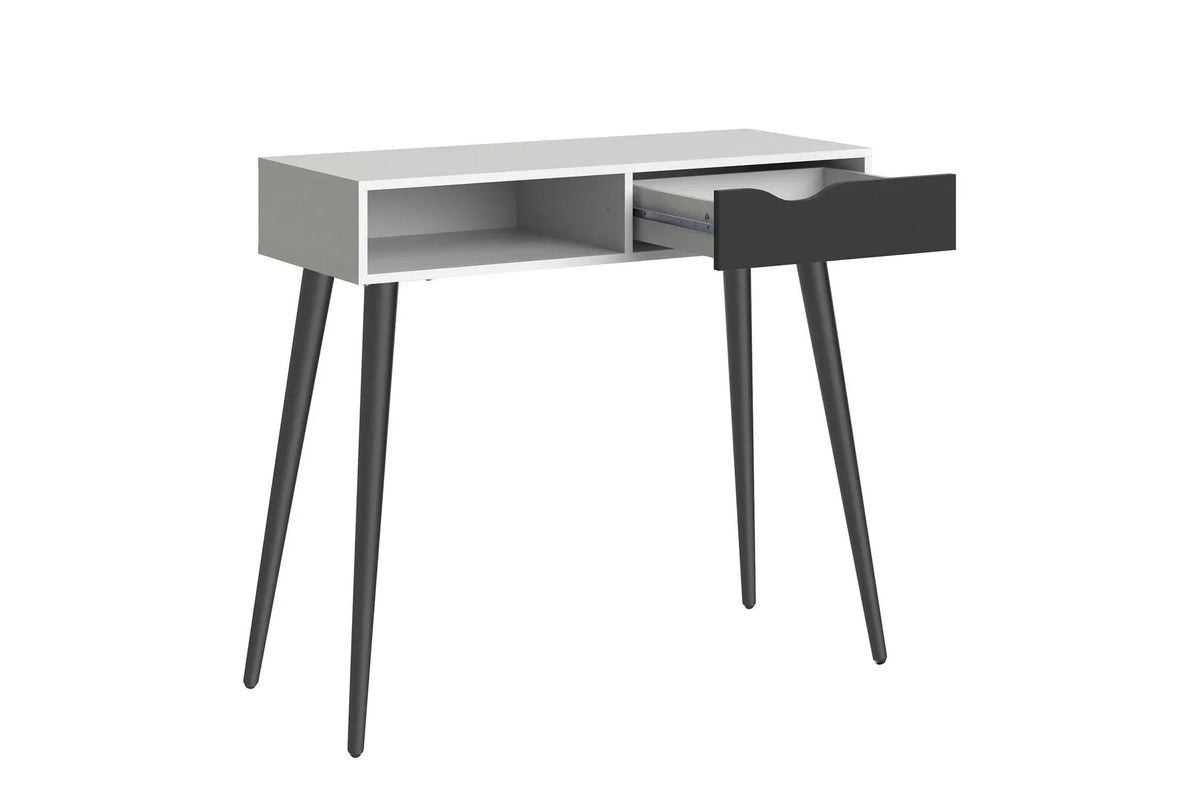 Oslo Console Table 1 Drawer 1 Shelf In White And Black Matt