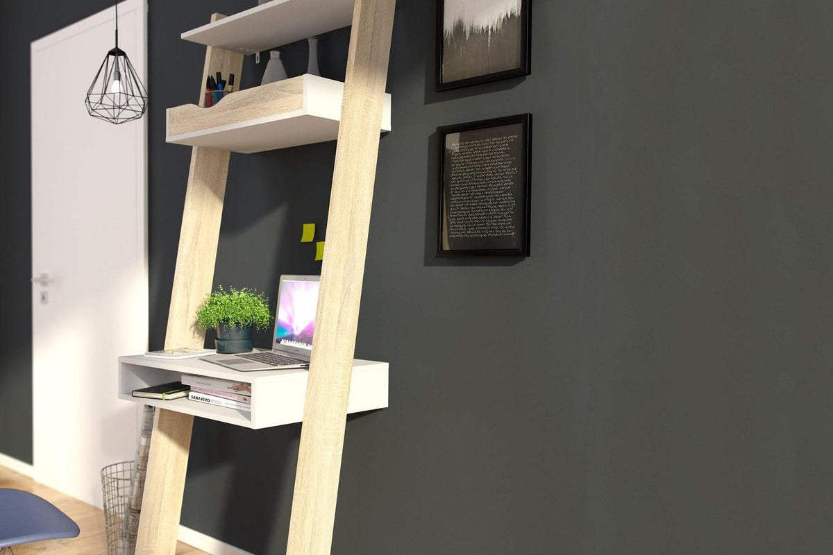 Oslo Leaning Desk In White And Oak