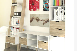 Oslo Tv Unit Wide 2 Drawers 4 Shelves In White And Oak