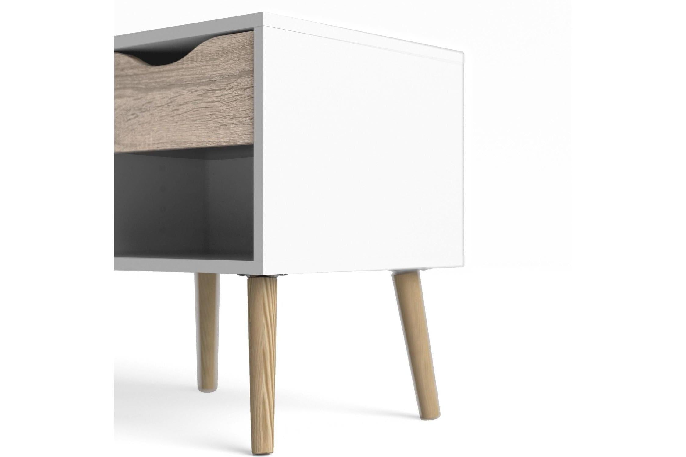 Oslo Bedside 1 Drawer In White And Oak