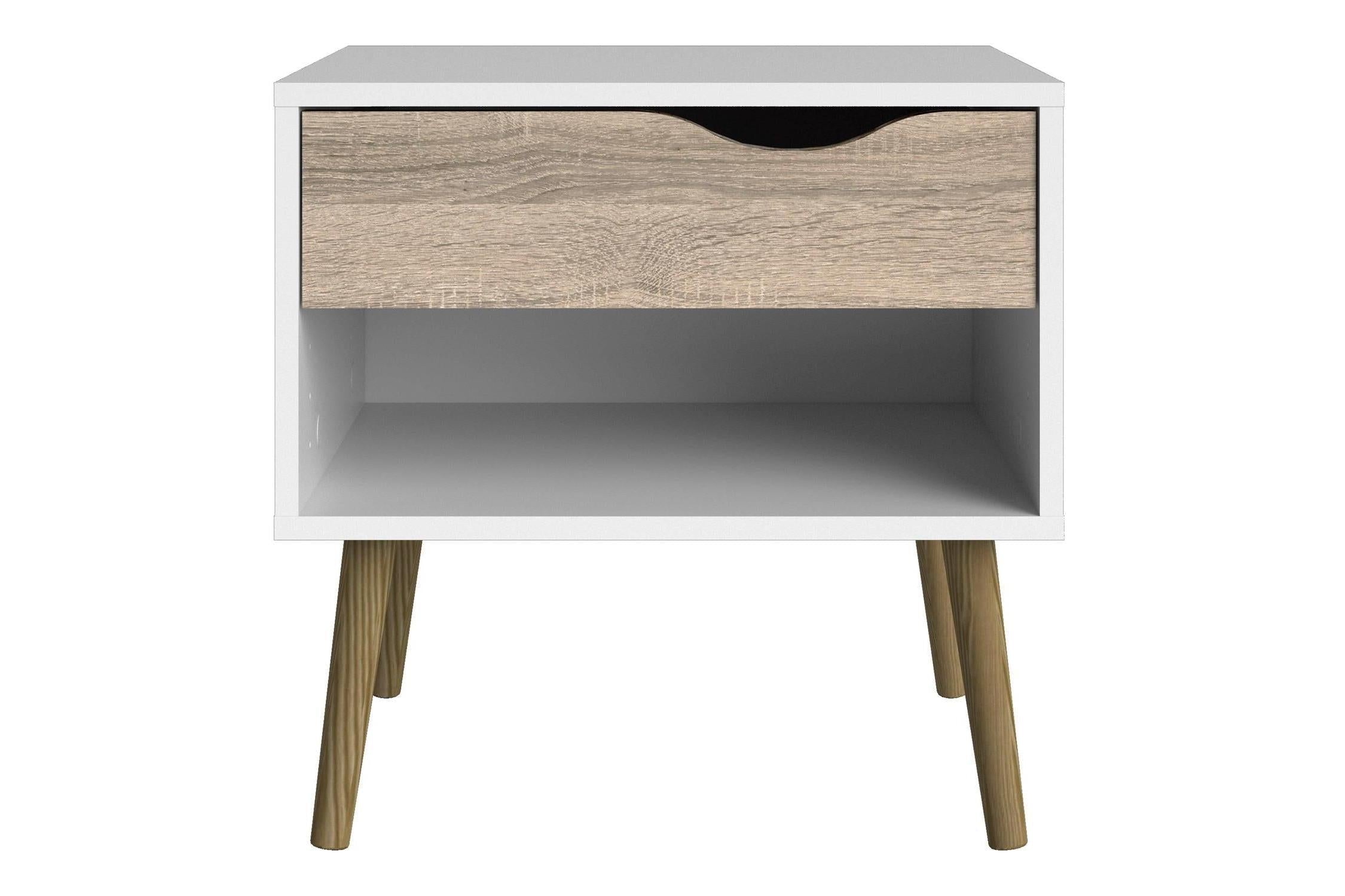 Oslo Bedside 1 Drawer In White And Oak