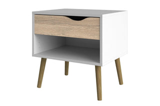 Oslo Bedside 1 Drawer In White And Oak