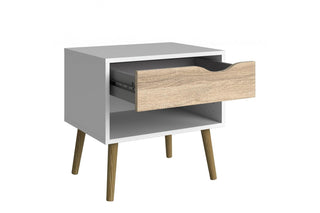 Oslo Bedside 1 Drawer In White And Oak