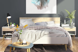 Oslo Bedside 1 Drawer In White And Oak