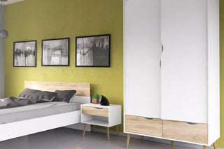 Oslo Bedside 1 Drawer In White And Oak