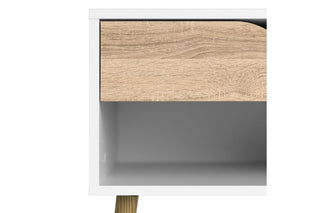 Oslo Bedside 1 Drawer In White And Oak