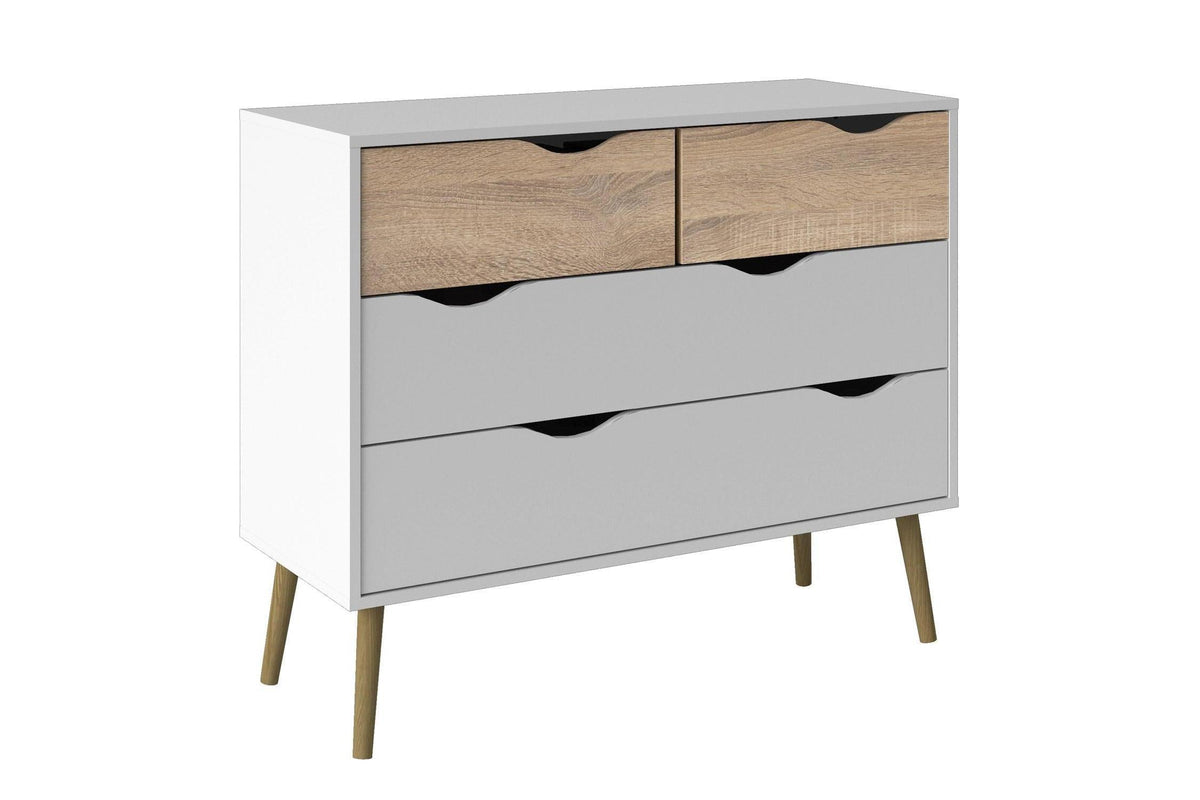 Oslo Chest Of 4 Drawers In White And Oak