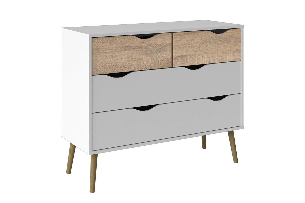 Oslo Chest Of 4 Drawers In White And Oak