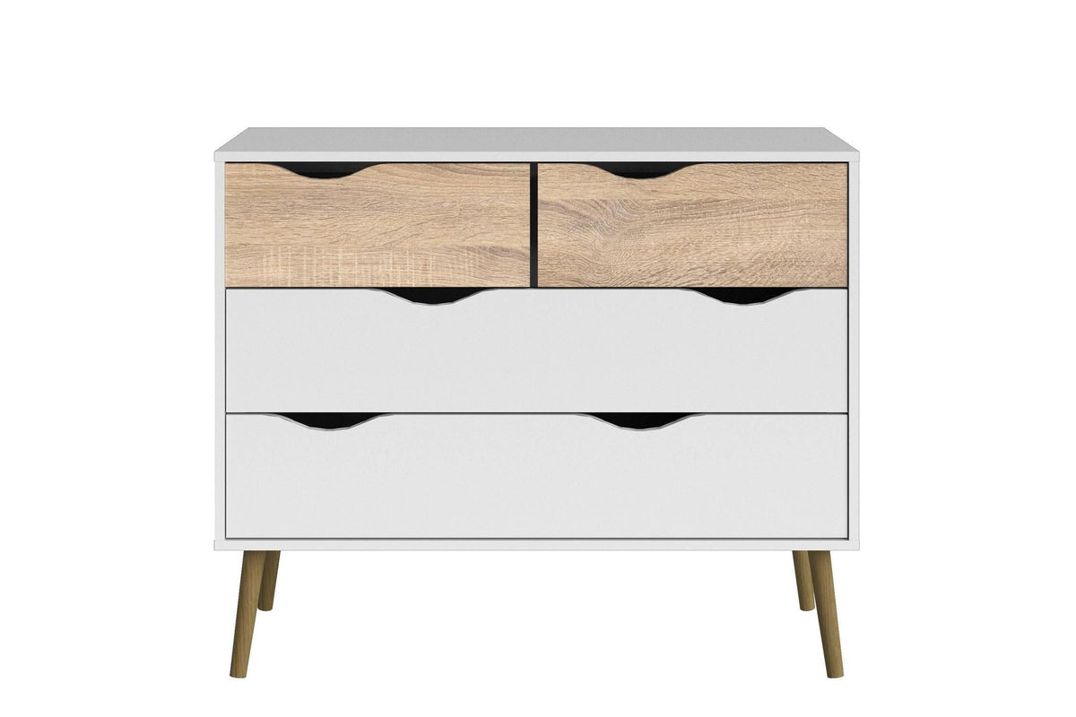 Oslo Chest Of 4 Drawers In White And Oak