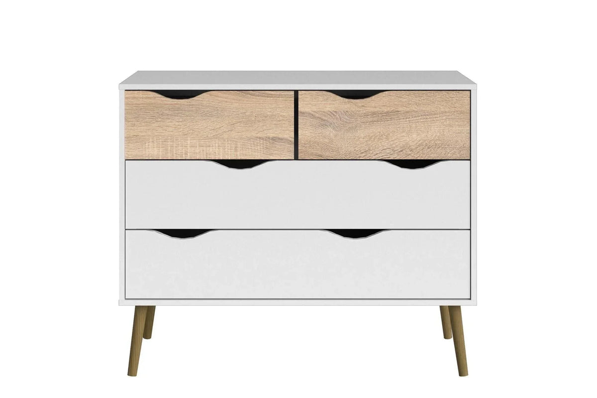 Oslo Chest Of 4 Drawers In White And Oak
