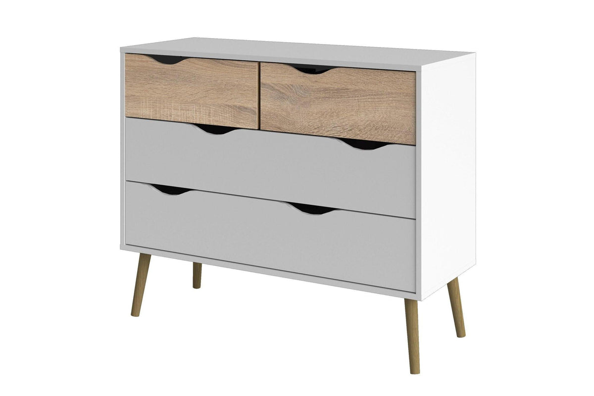 Oslo Chest Of 4 Drawers In White And Oak