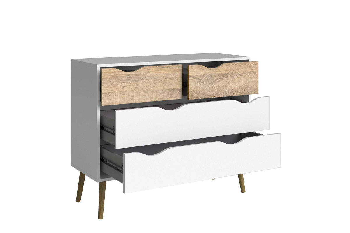 Oslo Chest Of 4 Drawers In White And Oak
