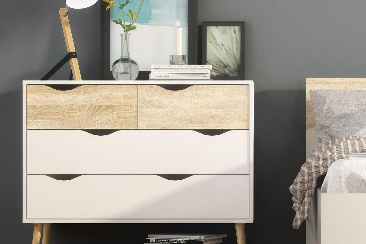 Oslo Chest Of 4 Drawers In White And Oak