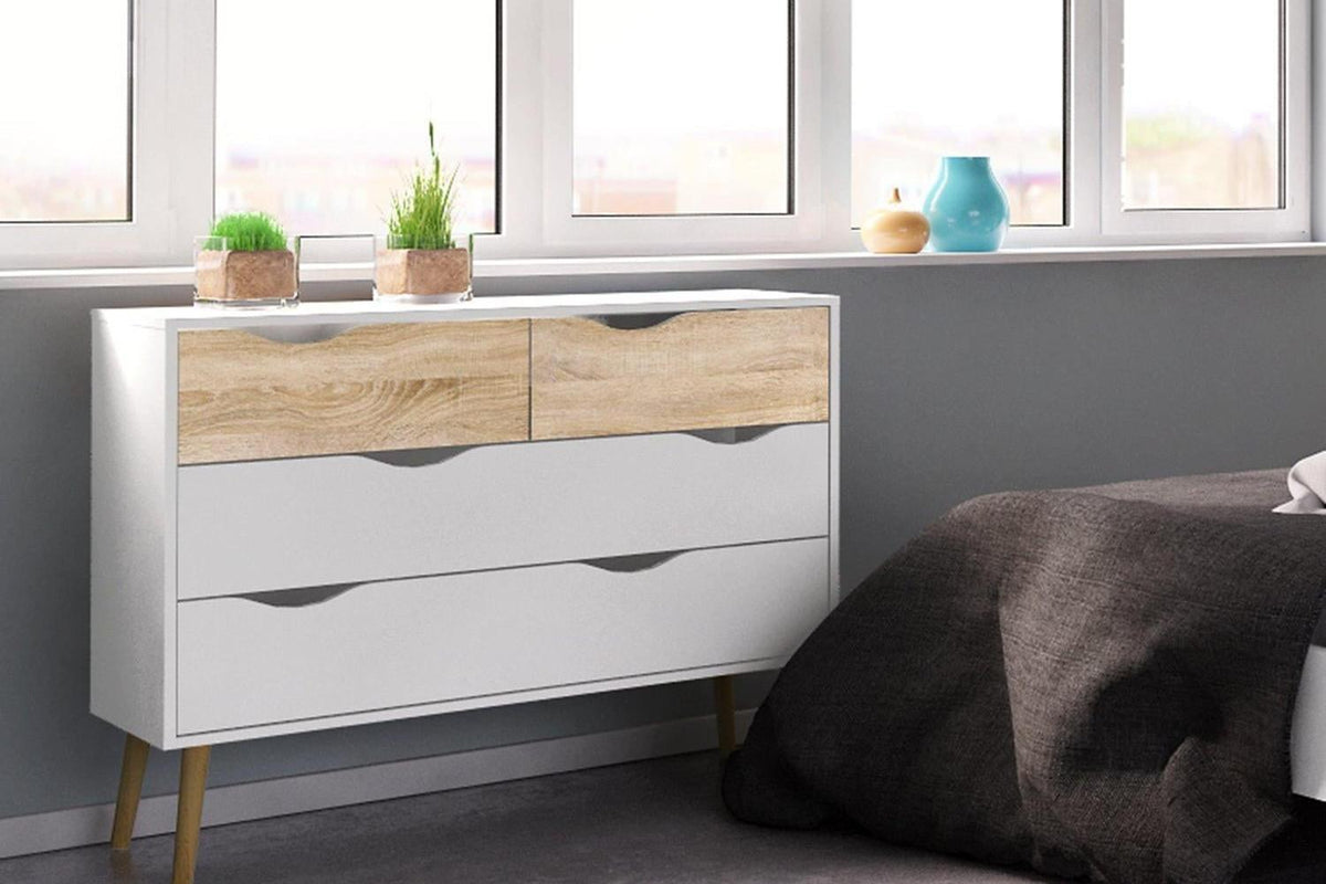 Oslo Chest Of 4 Drawers In White And Oak