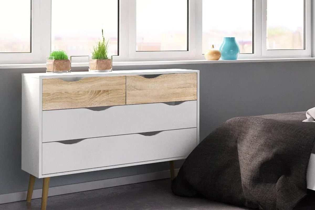Oslo Chest Of 4 Drawers In White And Oak
