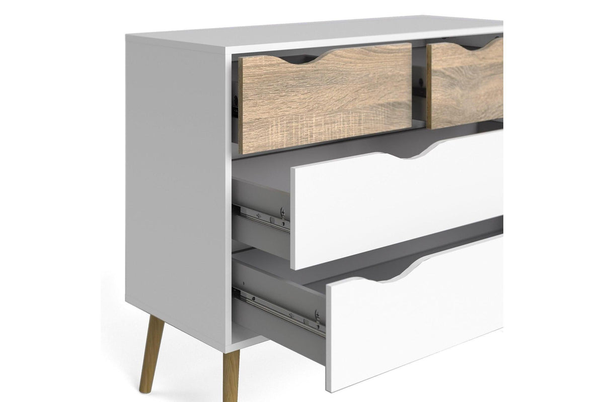 Oslo Chest Of 4 Drawers In White And Oak