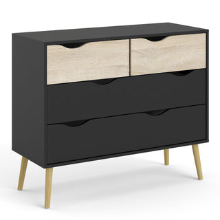 Oslo Chest Of 4 Drawers In Black And Oak