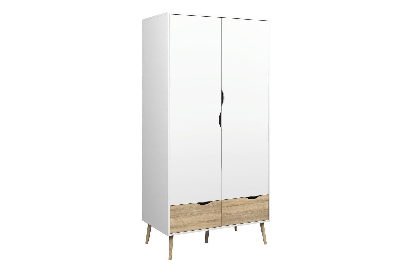 Oslo Wardrobe 2 Doors 2 Drawers In White And Oak