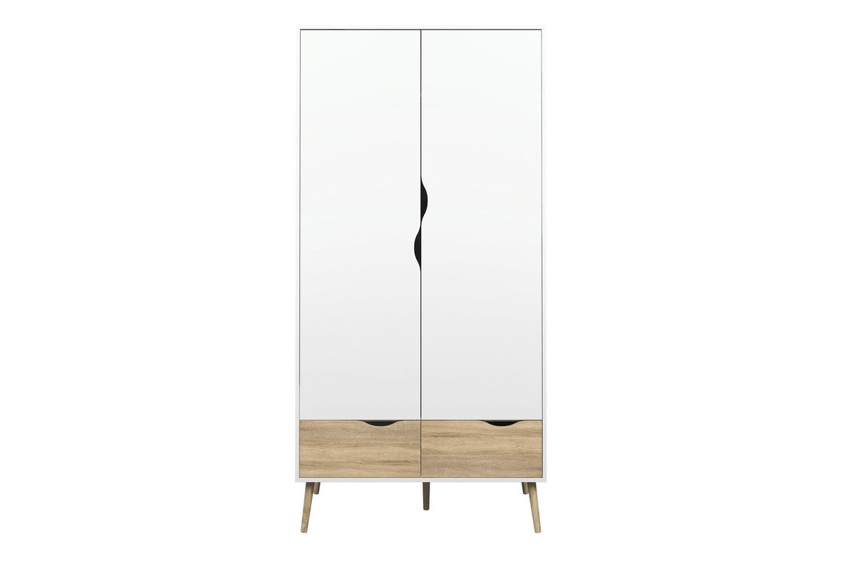 Oslo Wardrobe 2 Doors 2 Drawers In White And Oak
