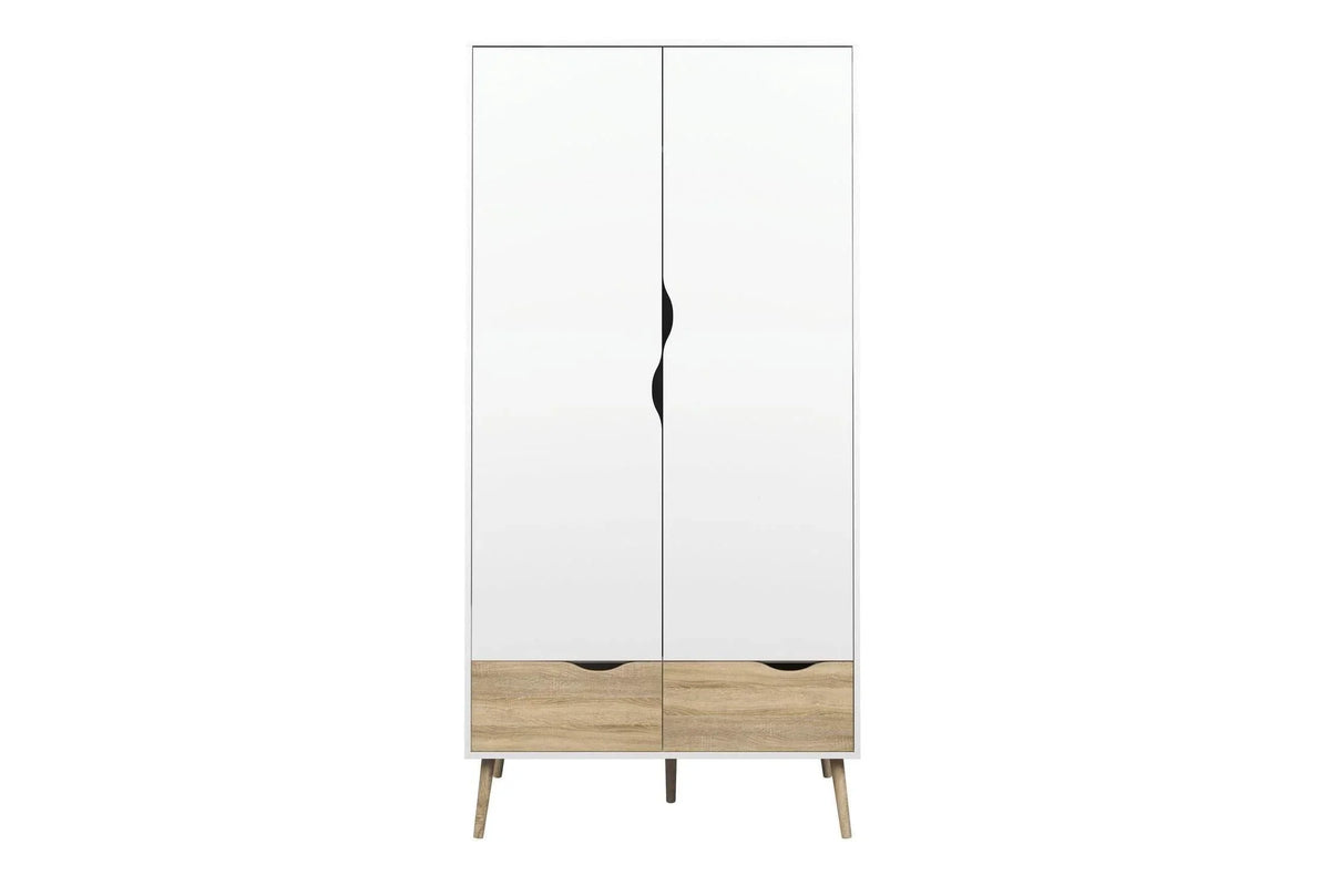 Oslo Wardrobe 2 Doors 2 Drawers In White And Oak