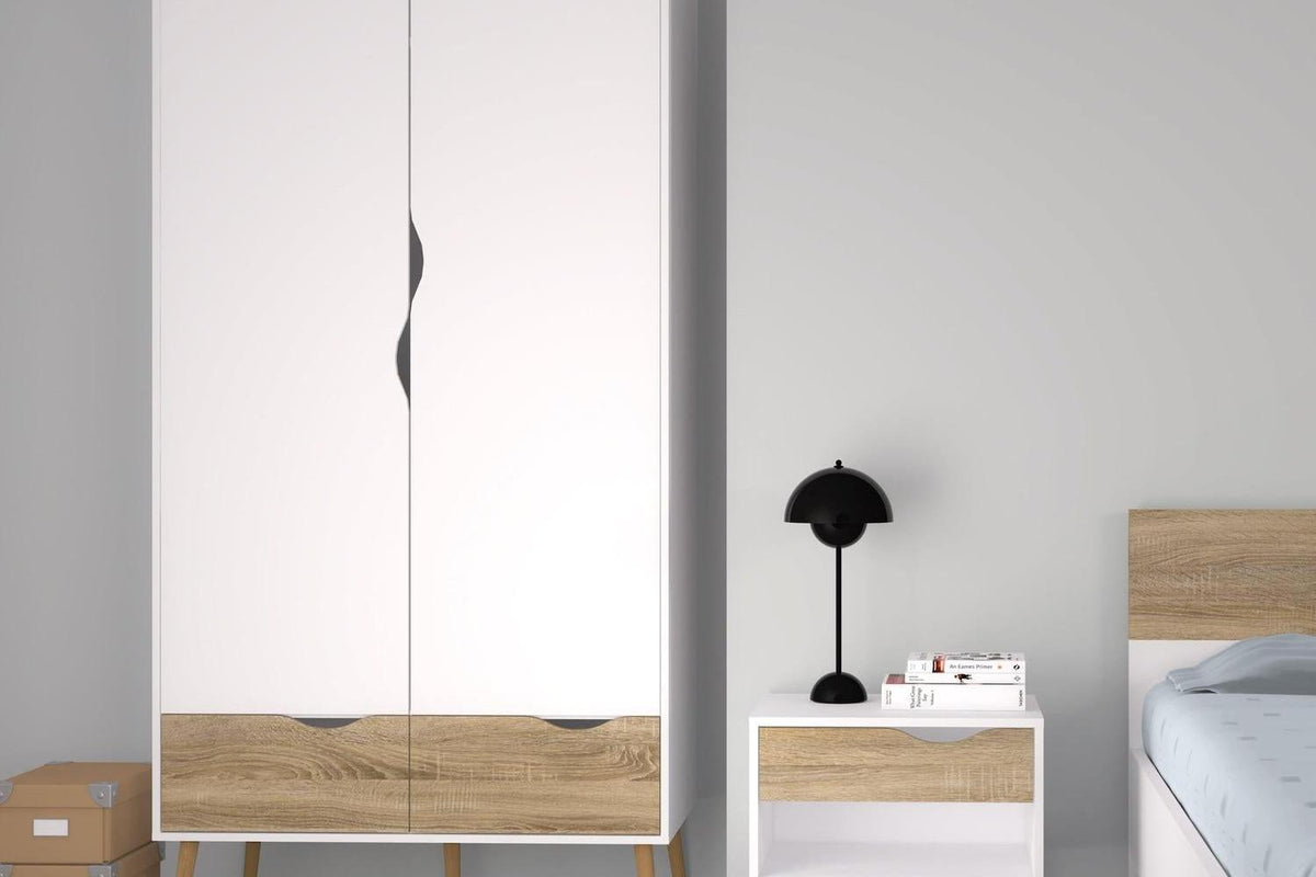 Oslo Wardrobe 2 Doors 2 Drawers In White And Oak