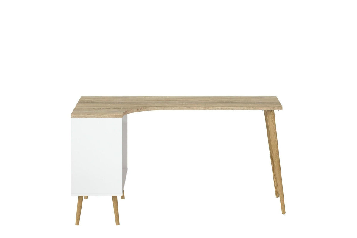 Oslo Desk 2 Drawer In White And Oak